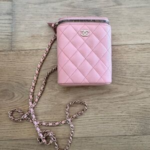 Chanel Pink Quilted Caviar Leather Mini Crossbody Bag